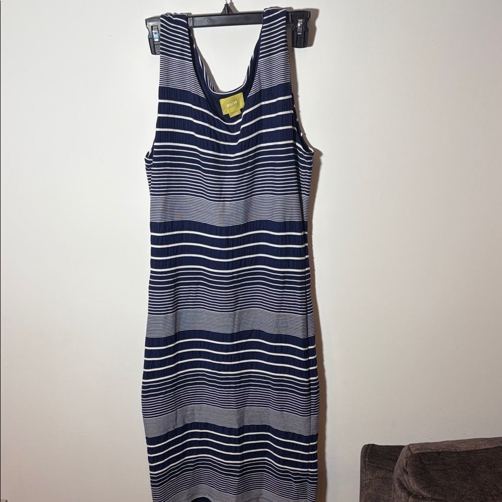 Maeve Edisto Column Midi Dress Sz L Nautical Preppy Chic